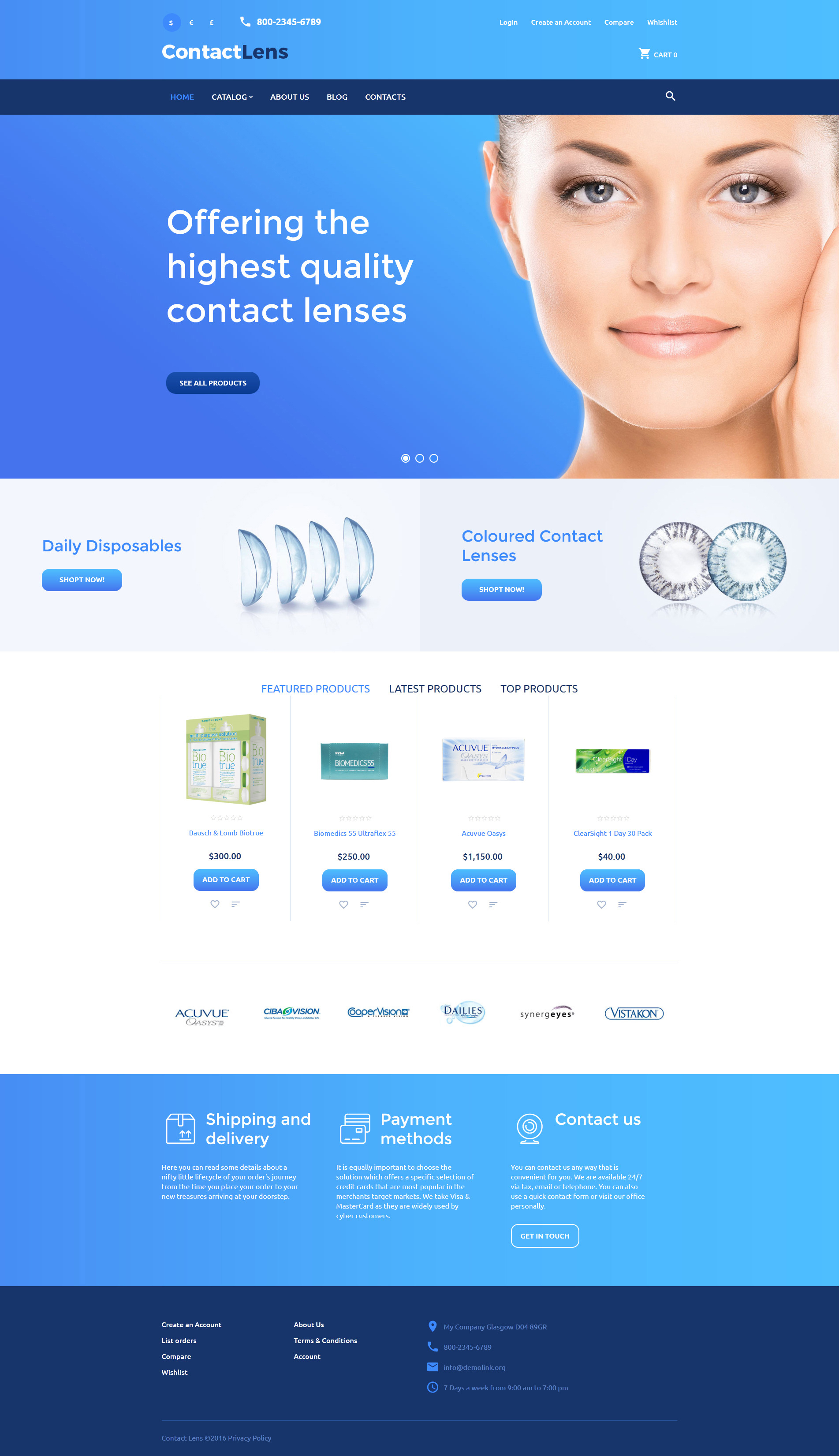 "Contact Lens" VirtueMart Template №59085 - screenshot