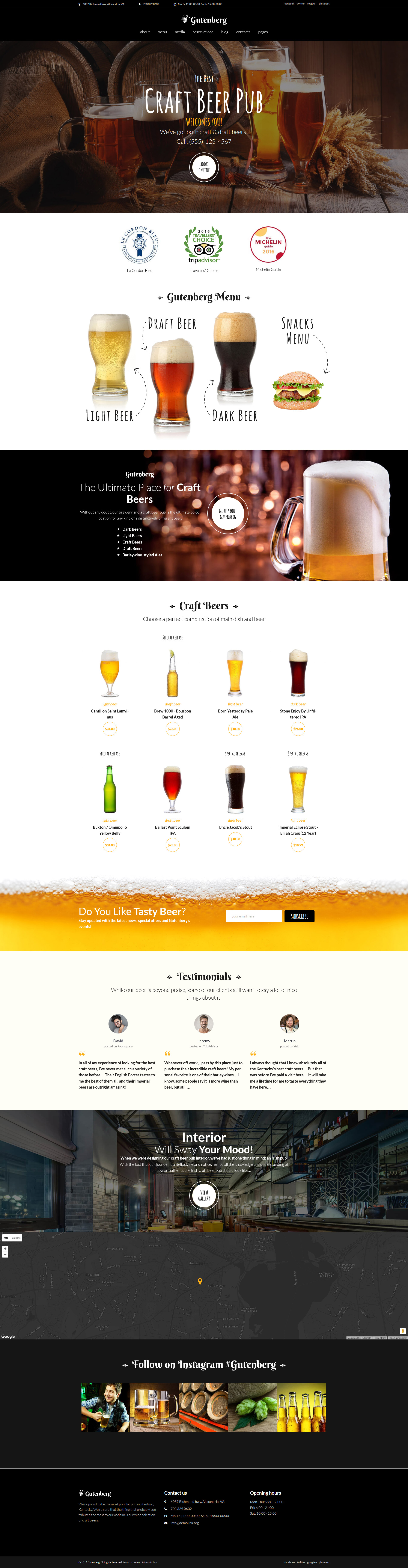 "GutenBerg - Beer Pub and Brewery" WordPress模板 #59005