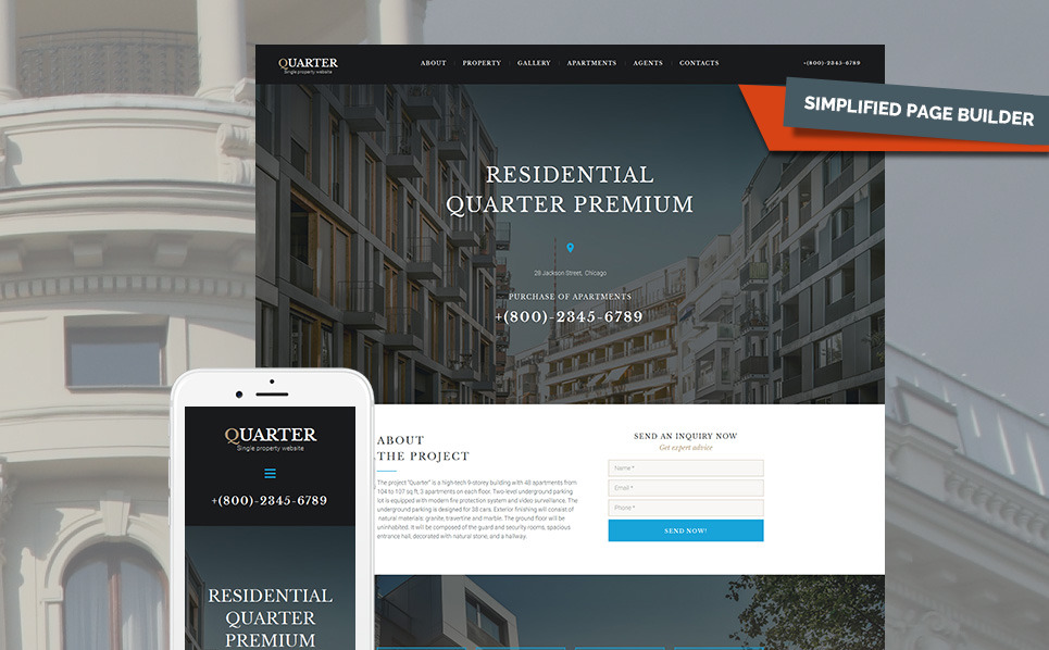 Real Estate Responsive Moto CMS 3 Template 59070