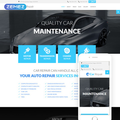 "Réparation automobile" thème Joomla adaptatif #59094