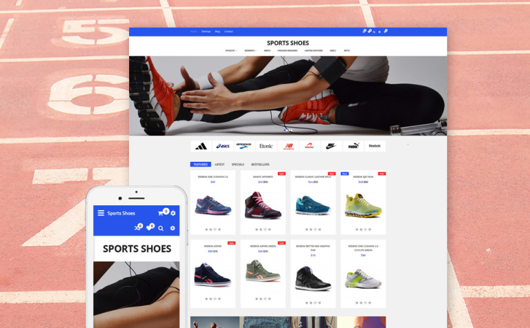 Sports Shoes Bootstrap OpenCart Template Big Screenshot Sports Shoes OpenCart Template New Screenshots BIG
