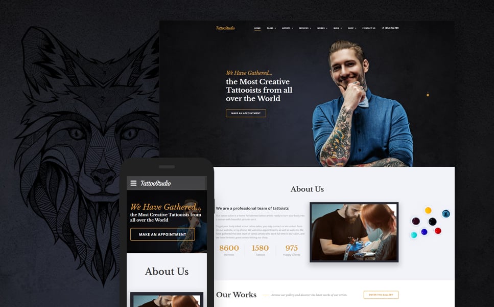 Tattoo Salon Responsive Website Template New Screenshots BIG