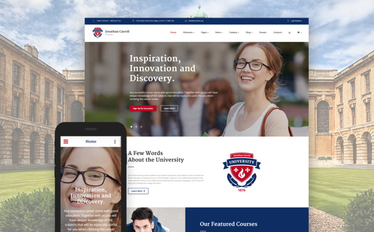 University Parallax Website Template Big Screenshot University Responsive Website Template New Screenshots BIG