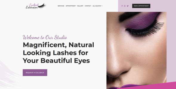 шаблон целевой страницы для наращивания ресниц