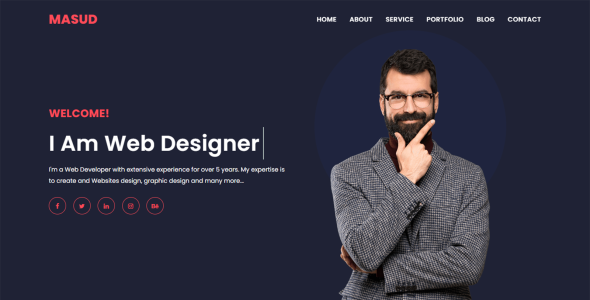 шаблон целевой страницы личного портфолио масуда