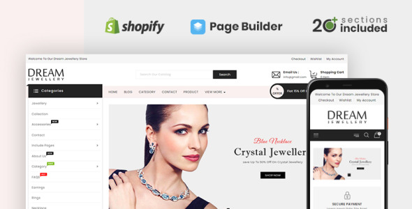 dream jewellery store shopify тема