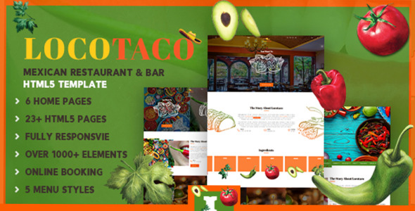 шаблон сайта мексиканского ресторана и бара
