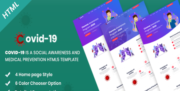 19 Social Awareness and Medical Prevention Landing Page Template
