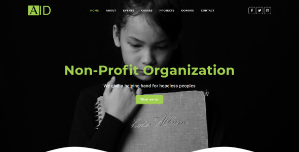 Aid HTML5 Child Charity Landing Page Template