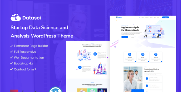 startup data science &amp; analytics wordpress elementor theme