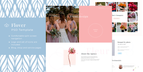 PSD шаблон на тему цветочный магазин