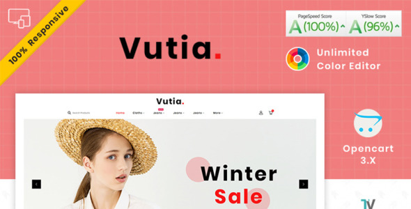 шаблон opencart модного магазина vutia fashion store