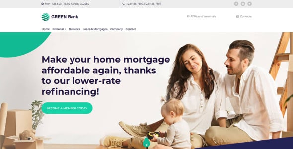 шаблон целевой страницы green bank