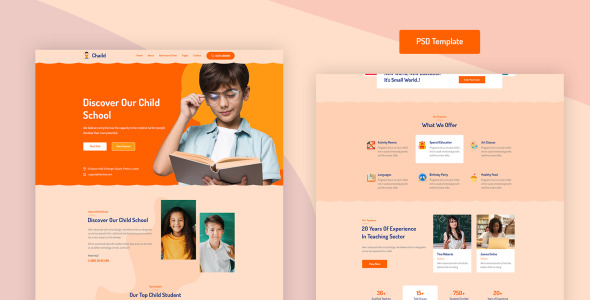 PSD шаблон на тему средняя школа