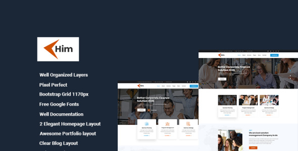Адаптивный PSD шаблон на тему бизнес и услуги