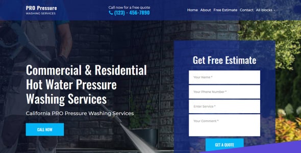 шаблон целевой страницы для промывки давлением