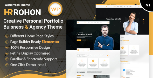 креативное личное портфолио бизнес и блог wordpress тема