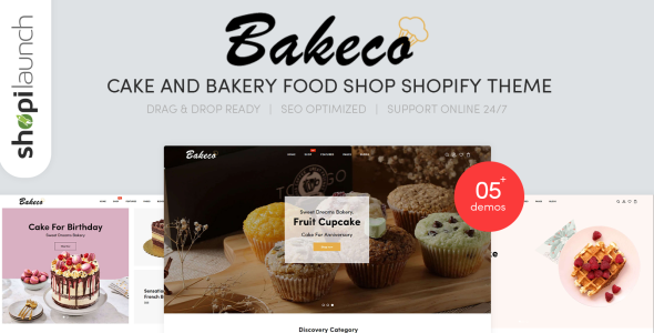 cake &amp; bakery food shop отзывчивая тема shopify