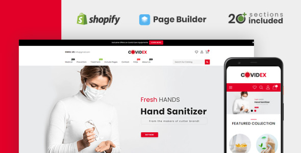 covidex health + medicine интернет-магазин shopify тема