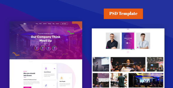 PSD шаблон на тему организатор событий