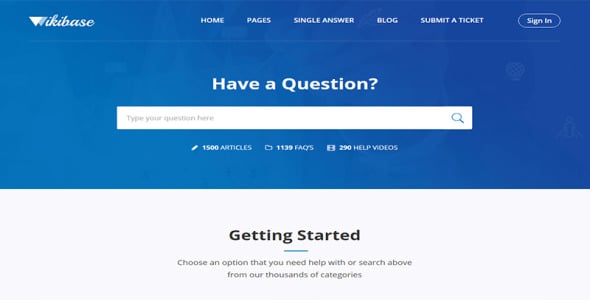 база знаний и документация html шаблон сайта