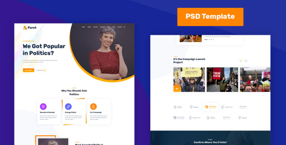 PSD шаблон на тему политический кандидат