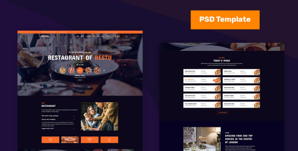 PSD шаблон на тему кафе