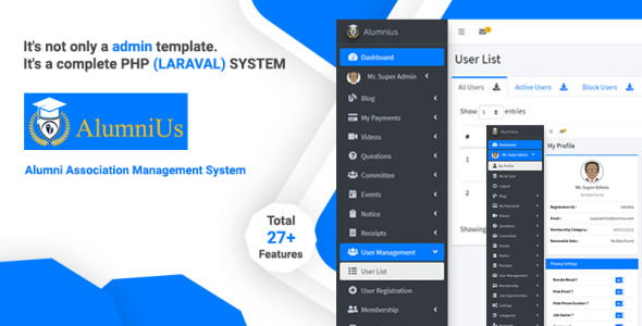 шаблон администратора системы управления ассоциациями laravel association management system admin