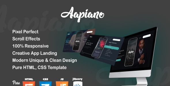 шаблон целевой страницы мобильных приложений aapiano html