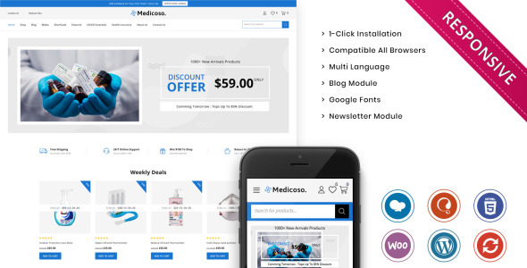 отзывчивая тема woocommerce медицинского магазина