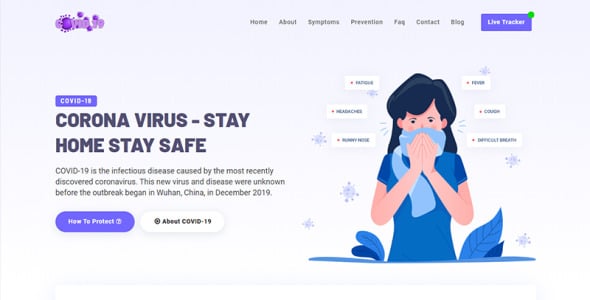 шаблон целевой страницы социальной осведомленности о коронавирусе и медицинской профилактике