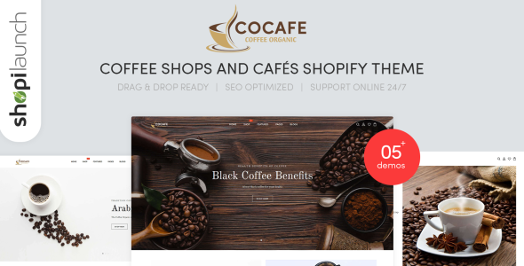 кофейни и кафе отзывчивая тема shopify