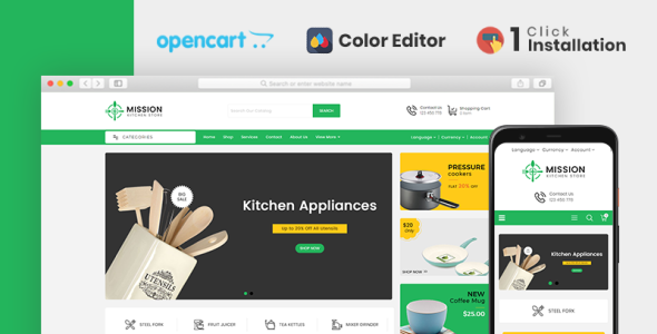 шаблон opencart магазина mission kitchen store