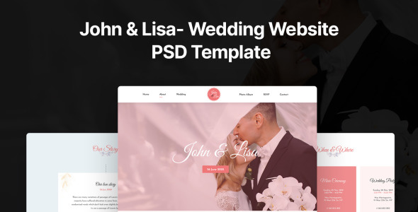 PSD шаблон на тему организация свадьбы