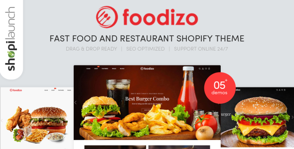 фаст-фуд и ресторан отзывчивая тема shopify