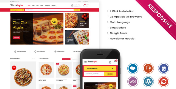 тема магазина быстрого питания и ресторанов woocommerce