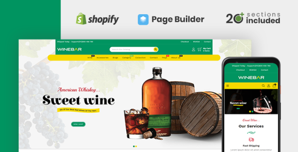winebar alchohol &amp; drinks store тема shopify
