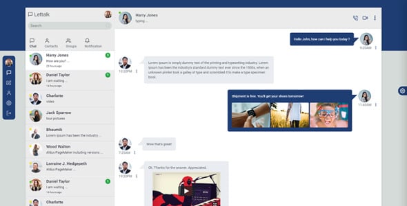 Lettalk – Responsive Bootstrap Chat Application Admin Template