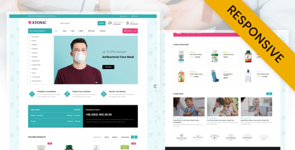 xtonic medicine store woocommerce тема
