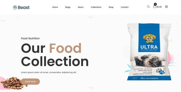 тема корма для домашних животных shopify