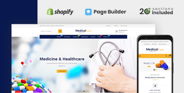 медицинская помощь здоровье и медицина магазин shopify тема
