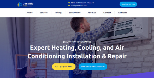шаблон целевой страницы hvac company motocms landing page template