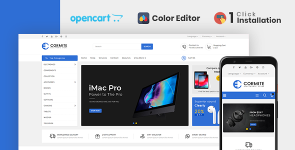шаблон opencart магазина электроники cormite
