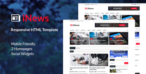 Responsive Newspaper HTML Website Template