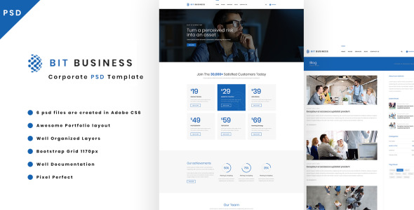 Адаптивный PSD шаблон на тему компьютеры