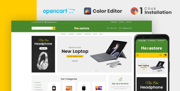 Hexastore Electronics Store OpenCart Template