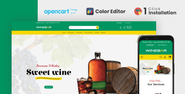 Winebar Wine &amp; Beverages Store OpenCart Template