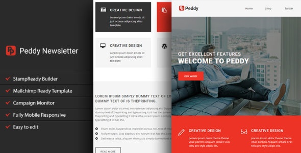 отзывчивая электронная почта с шаблоном информационного бюллетеня stampready builder