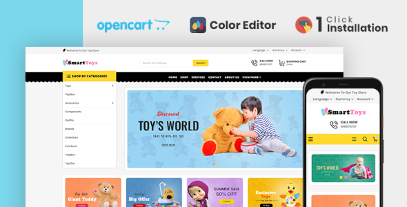 умный магазин игрушек шаблон opencart