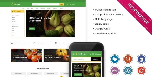 тема продуктового магазина отзывчивая woocommerce